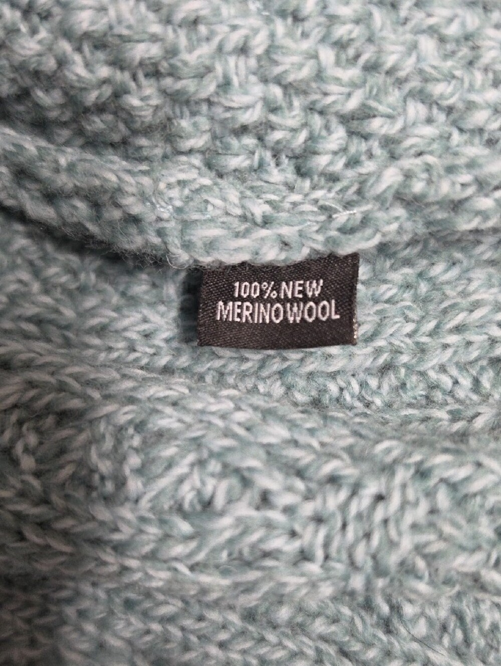 The Irish Store Merino Wool Cable Knit Zip Cardigan - Light Blue sz Med - Picture 7 of 9